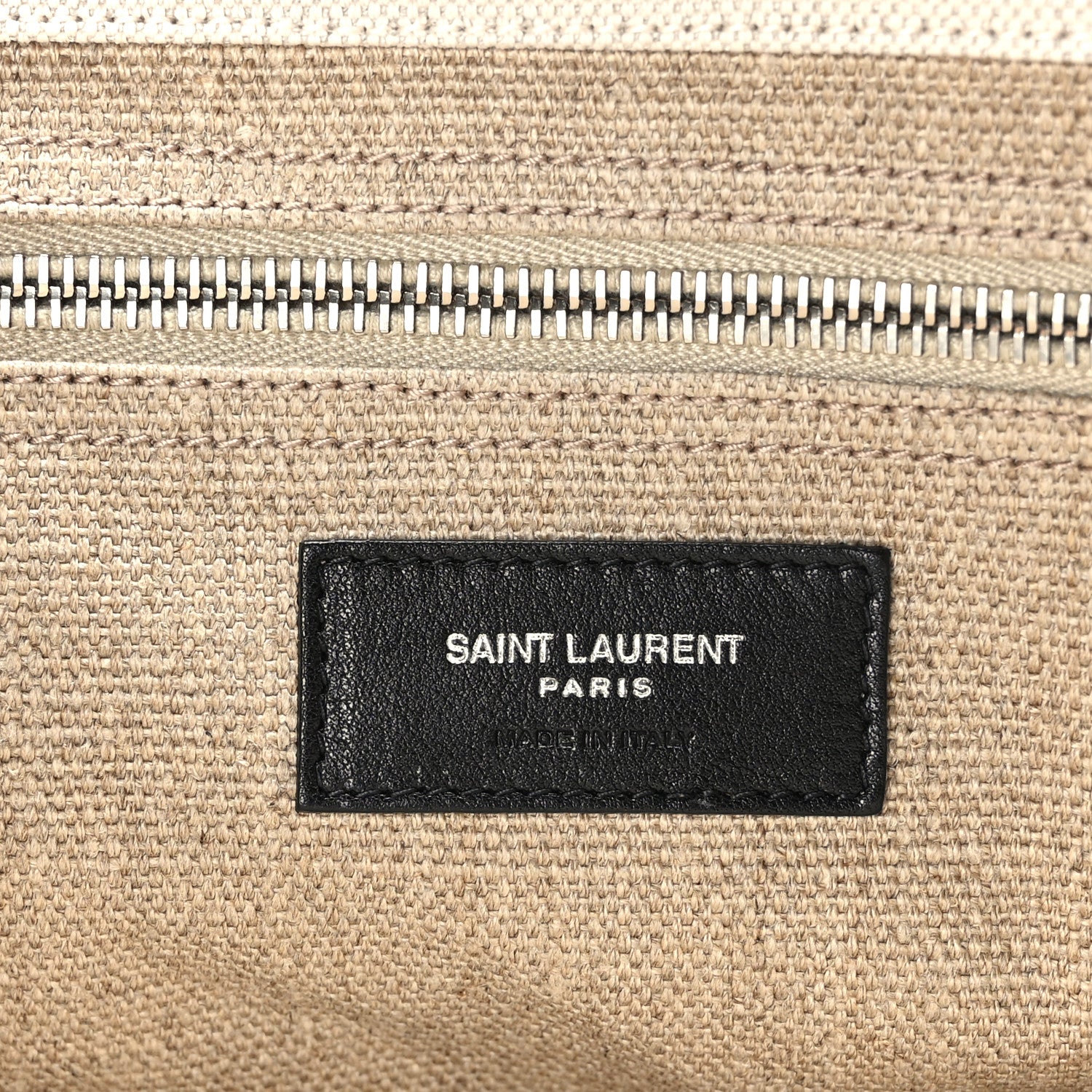 Saint Laurent Linen Calfskin Small Rive Gauche Tote Greggio Natural 6 of 8