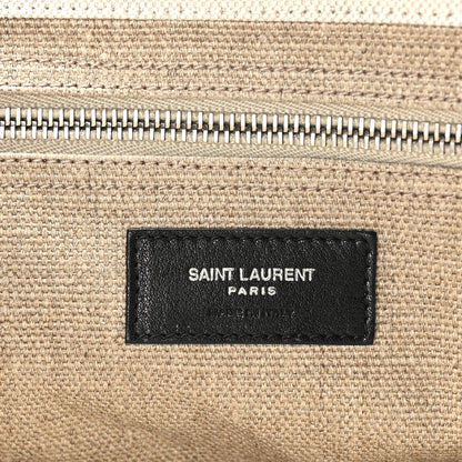 Saint Laurent Linen Calfskin Small Rive Gauche Tote Greggio Natural 6 of 8