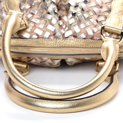 Burberry Metallic Woven Haymarket Check Thornley Satchel Gold 11 of 12