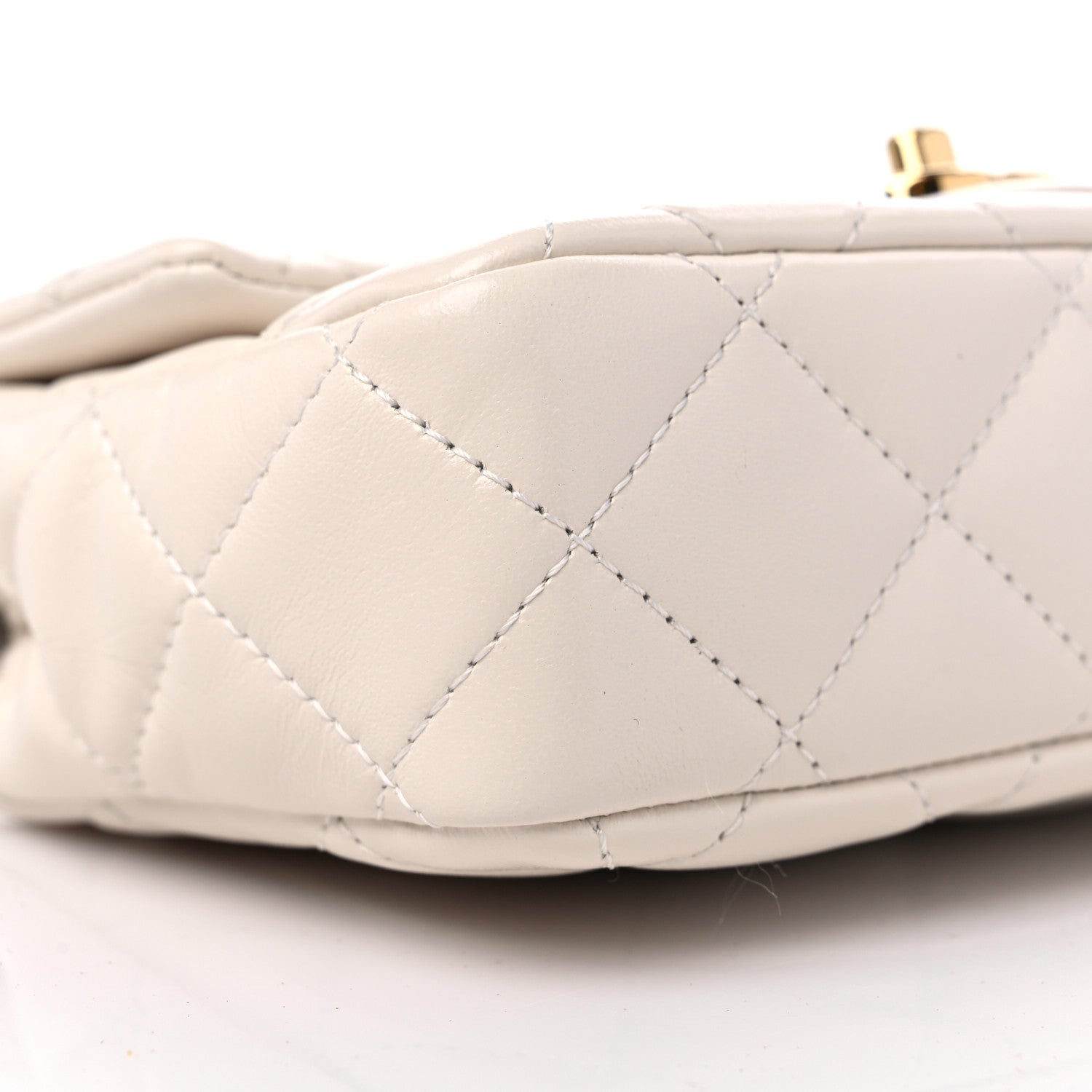 Chanel Shiny Lambskin Quilted Golden Links Top Handle Flap White 8 of 10