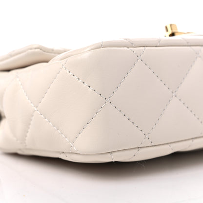 Chanel Shiny Lambskin Quilted Golden Links Top Handle Flap White 8 of 10