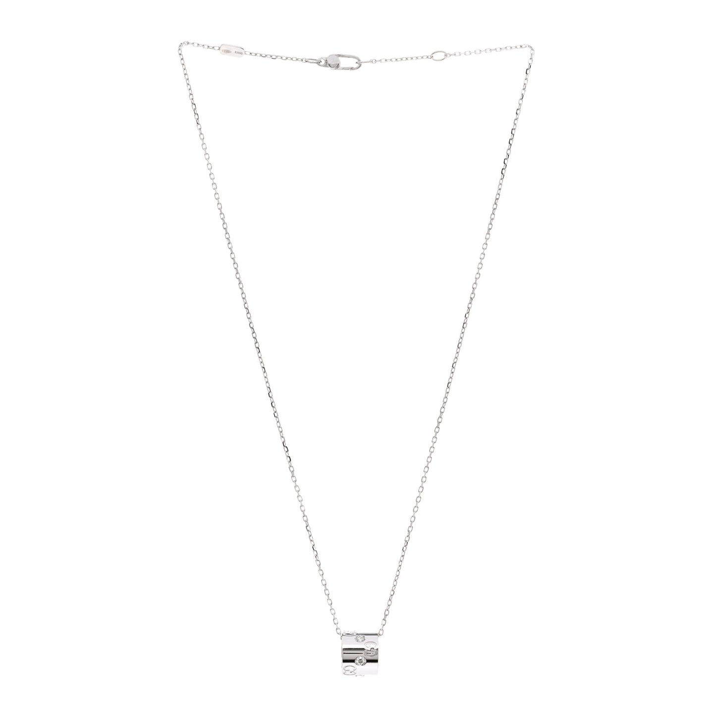 18K White Gold Diamond Icon Twirl Pendant Necklace