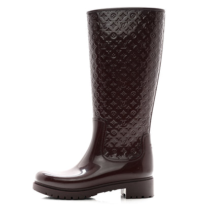 Louis Vuitton Rubber Embossed Monogram Splash Rain Boots 38 Burgundy 1 of 11