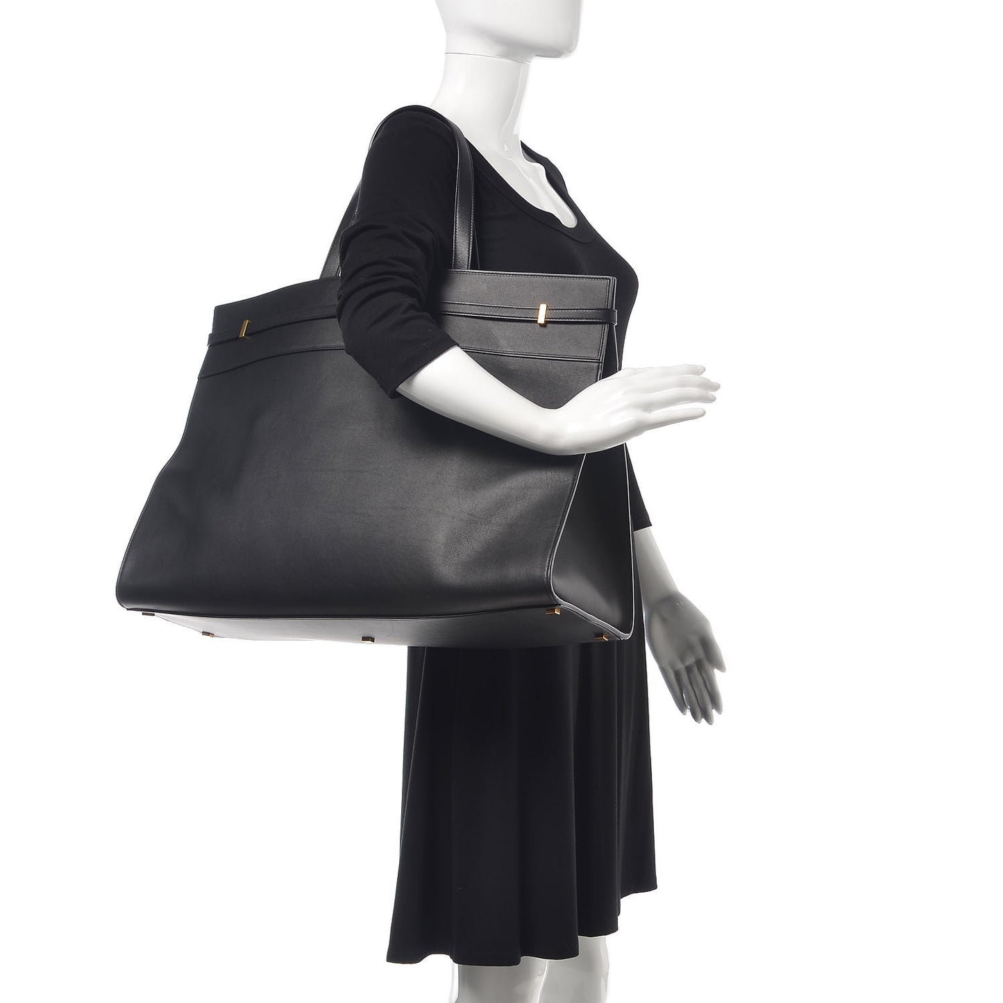 Calfskin Large Manhattan Shopper Tote Black