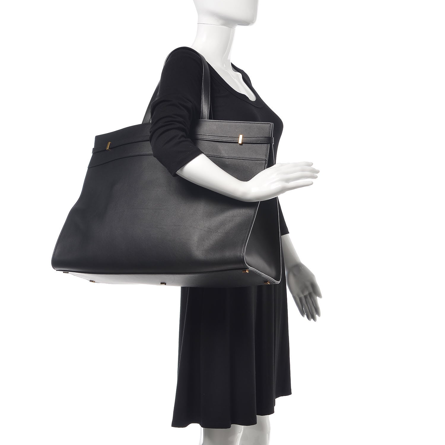 Saint Laurent Calfskin Large Manhattan Shopper Tote Black 2 of 9