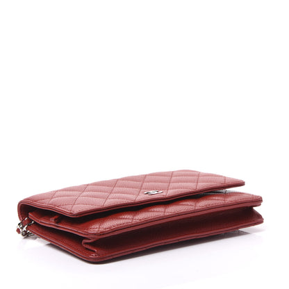 Chanel Caviar Quilted Wallet On Chain WOC Red 3 of 10