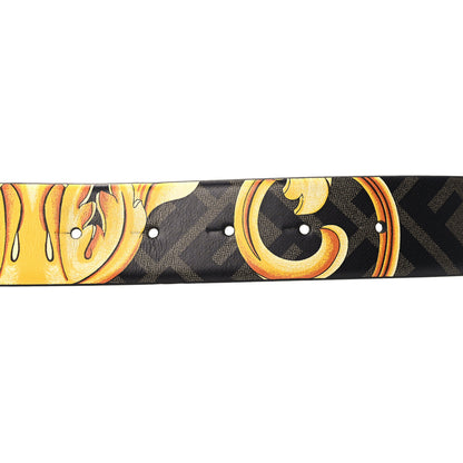 Fendi X VERSACE Vitello Seta Nappa Fendace FF Baroque Belt 85/34 Tobacco Black Gold 3 of 5