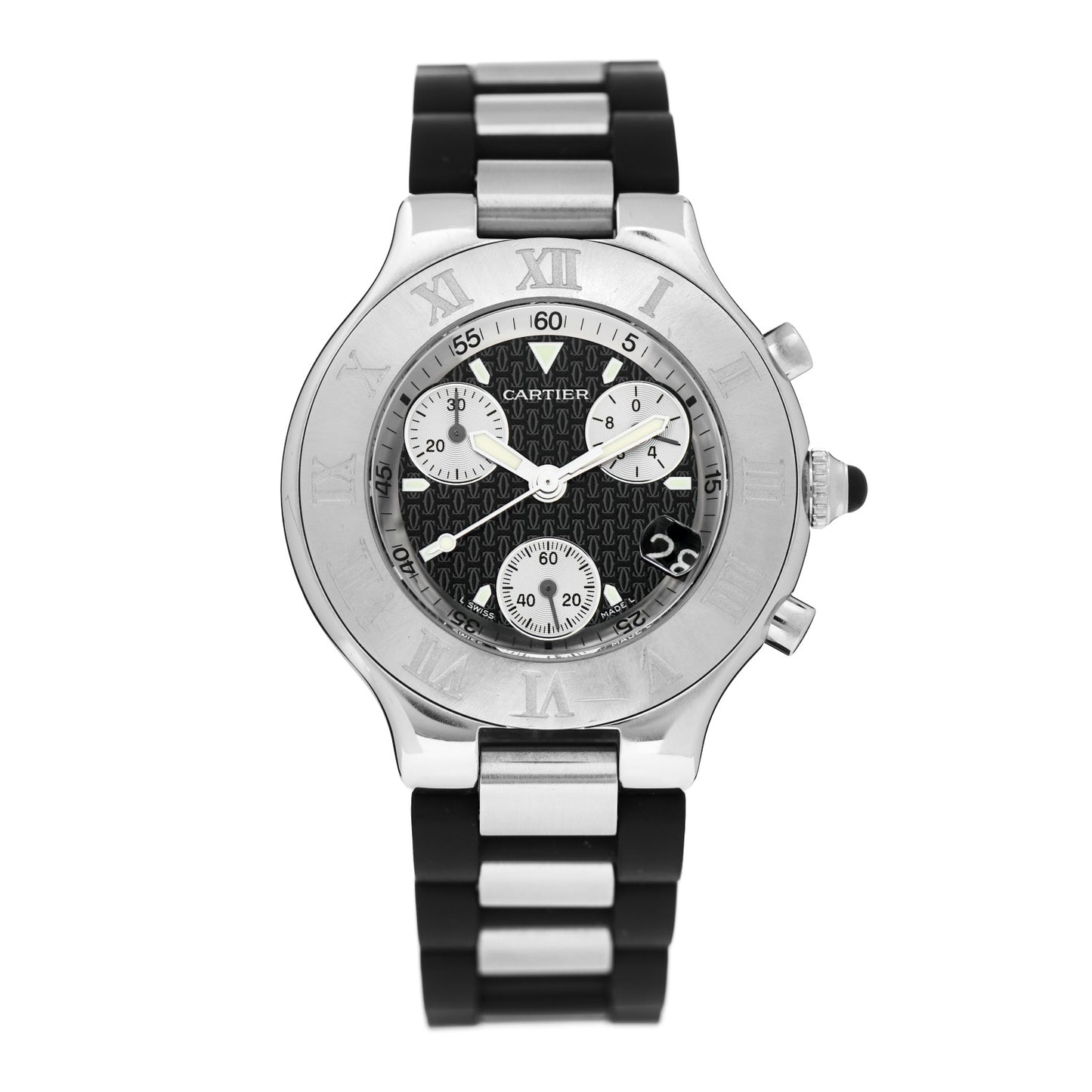 Stainless Steel Rubber 38mm Must 21 Chronoscaph Quartz Watch Black