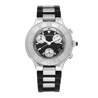 Cartier Stainless Steel Rubber 38mm Must 21 Chronoscaph Quartz Watch Black 1 of 4