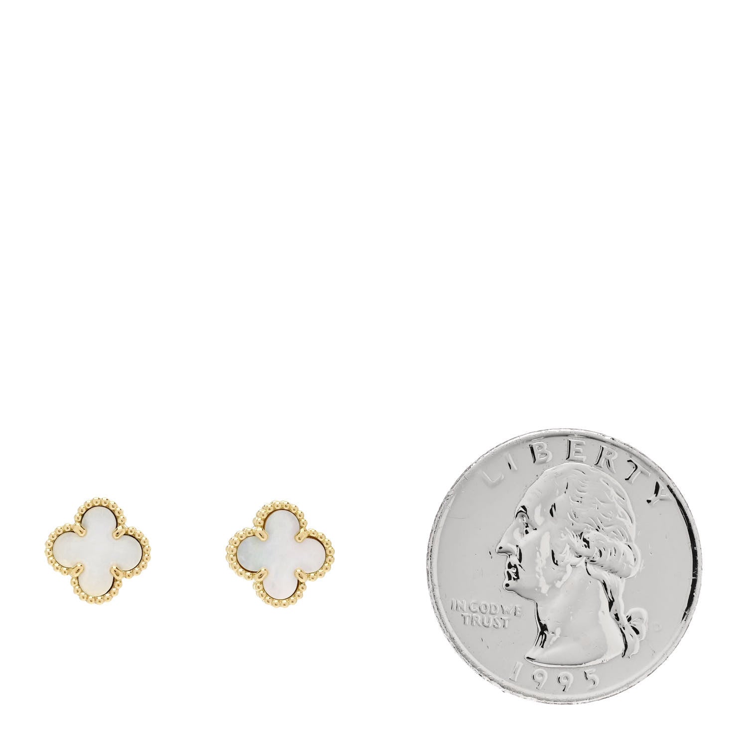 Van Cleef & Arpels 18K Yellow Gold Mother of Pearl Sweet Alhambra Earrings 2 of 4