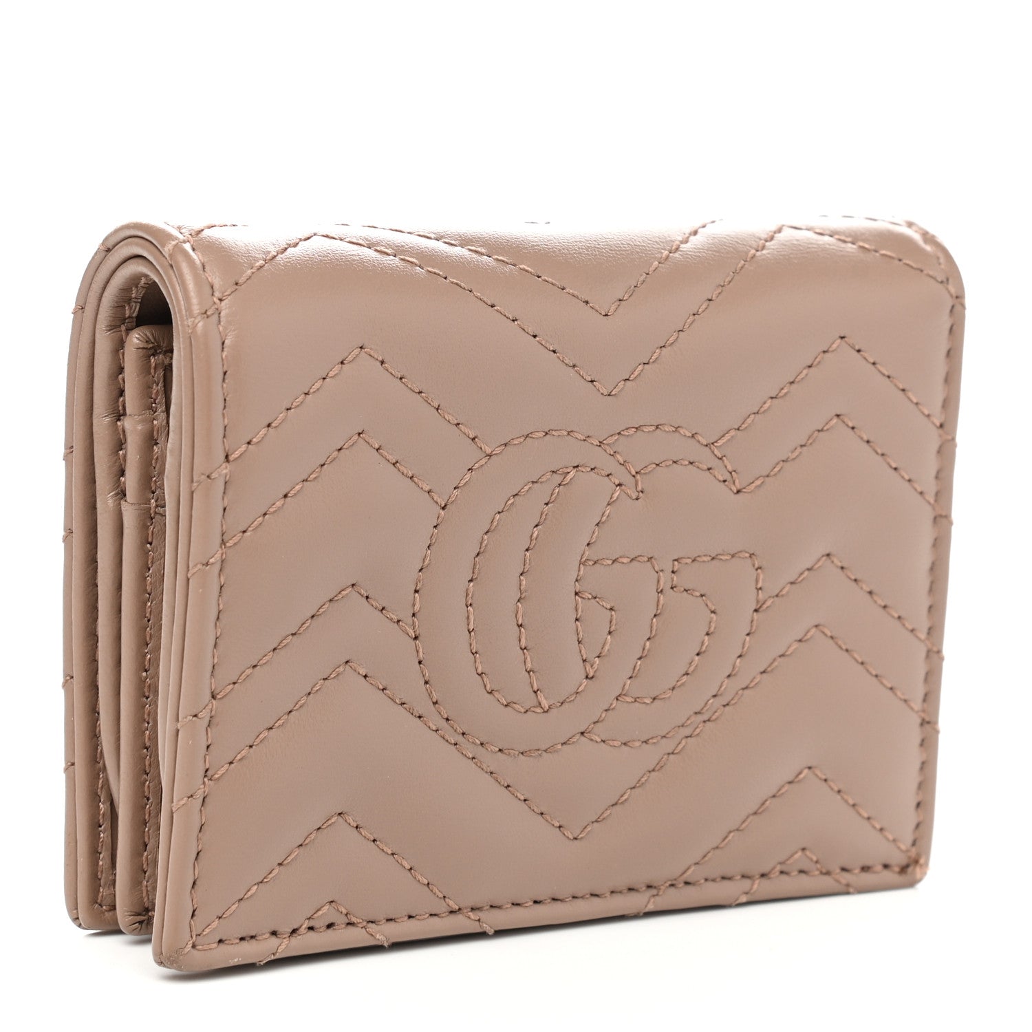 Gucci Calfskin Matelasse GG Marmont Card Case Wallet Porcelain Rose 3 of 7