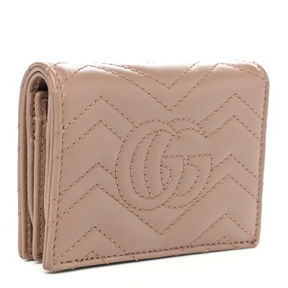 Gucci Calfskin Matelasse GG Marmont Card Case Wallet Porcelain Rose 3 of 7
