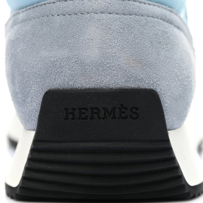 Hermes Suede Goatskin Technical Canvas Epsom Chris Sneakers 37 Bleu Multicolor 7 of 10