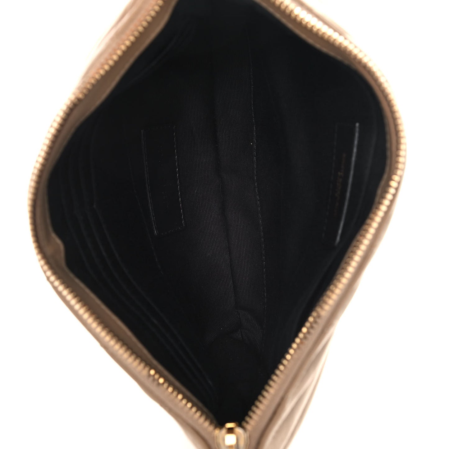 Calfskin Matelasse Chevron Monogram Zip A4 Pouch Cork