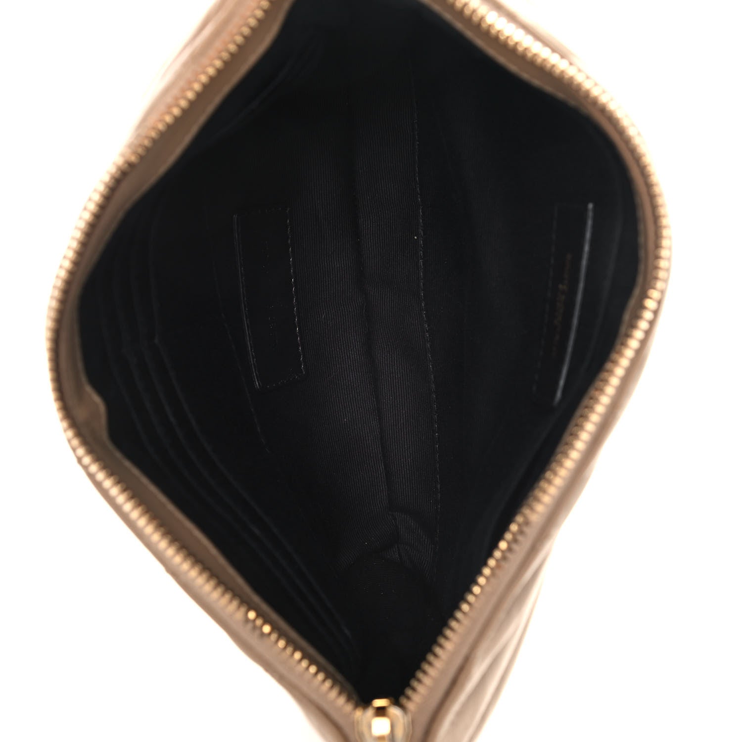 Saint Laurent Calfskin Matelasse Chevron Monogram Zip A4 Pouch Cork 5 of 12