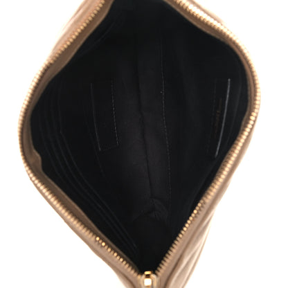 Saint Laurent Calfskin Matelasse Chevron Monogram Zip A4 Pouch Cork 5 of 12