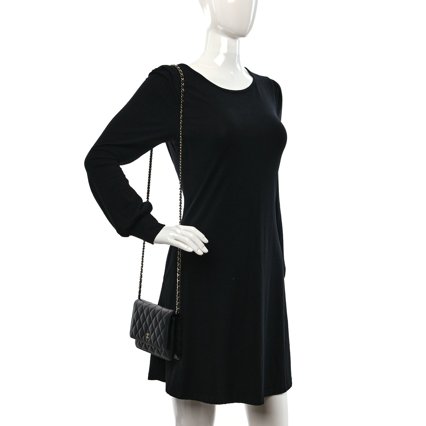 Caviar Quilted Wallet on Chain WOC Black