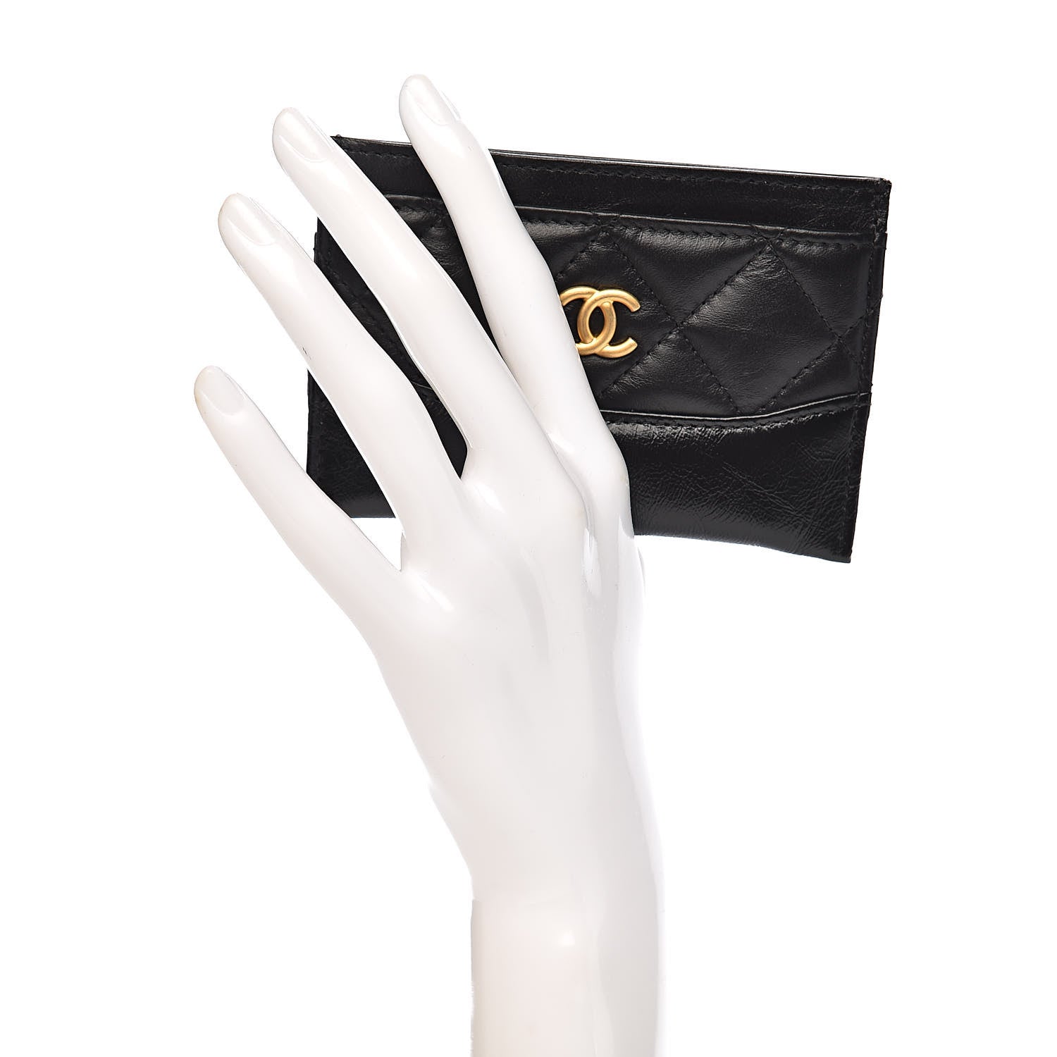 Chanel Aged Calfskin Quilted Gabrielle Card Holder Black 2 of 9