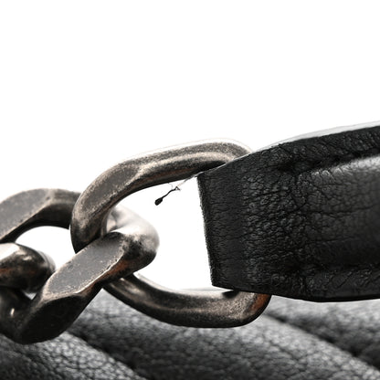 Saint Laurent Sheepskin Matelasse Chevron Monogram Large College Satchel Black 11 of 15