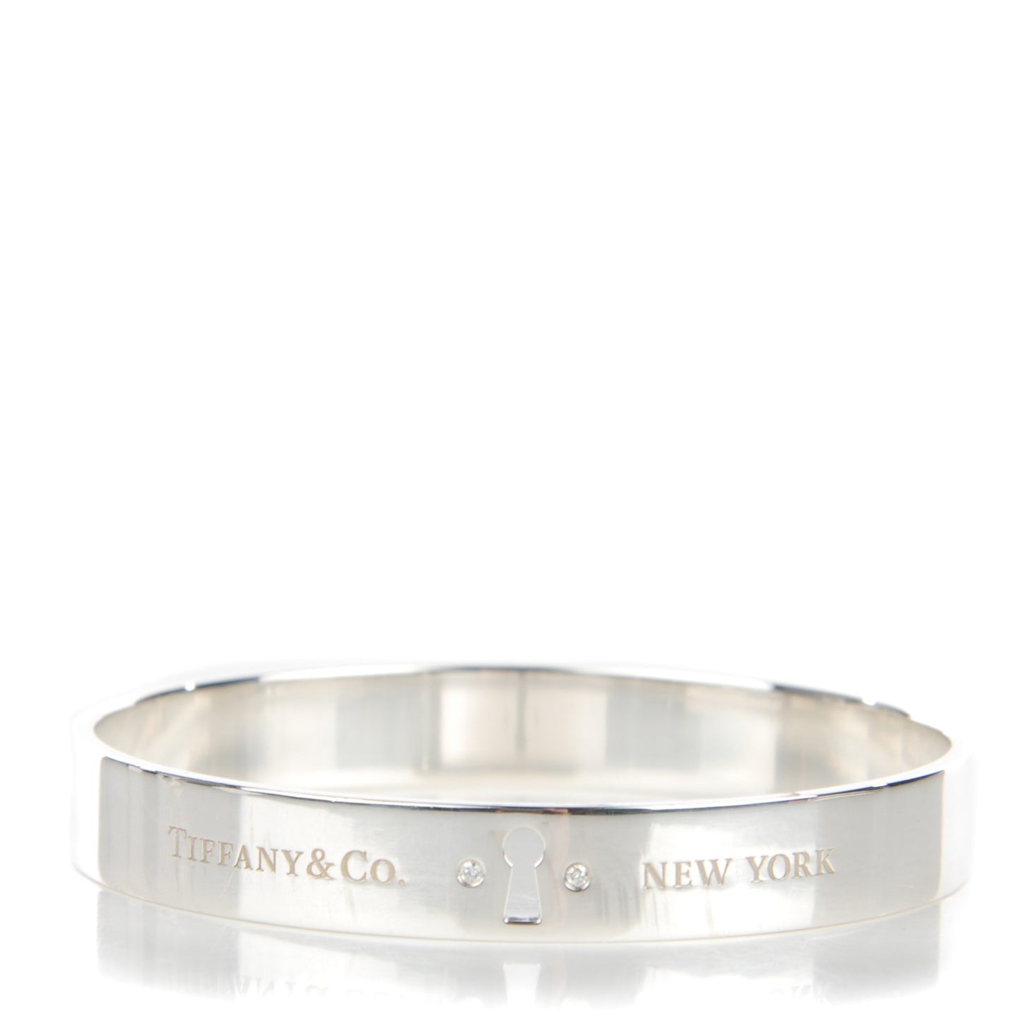 Sterling Silver Diamond Narrow Locks Bangle Bracelet
