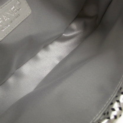 Chanel Metallic Crackled Calfskin Perforated Drill Flap Silver 12 of 12