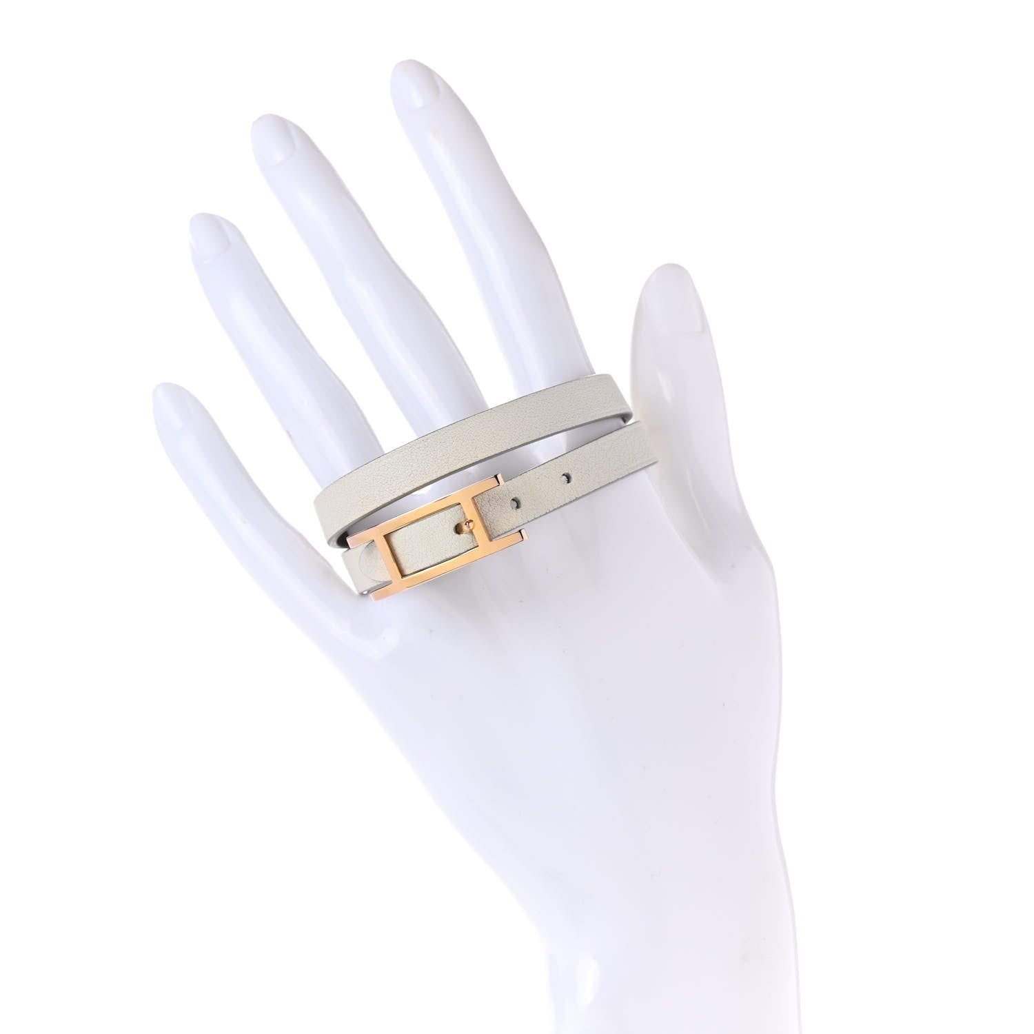 Hermes Swift Behapi Double Tour Bracelet T2 White 2 of 6