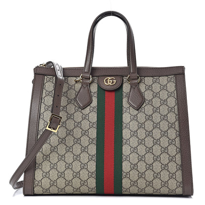 Gucci GG Supreme Monogram Web Medium Ophidia Tote Bag Brown 1 of 15