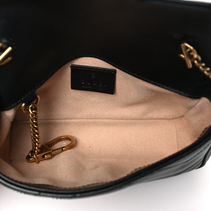Gucci Calfskin Matelasse Super Mini GG Marmont Shoulder Bag Black 5 of 10
