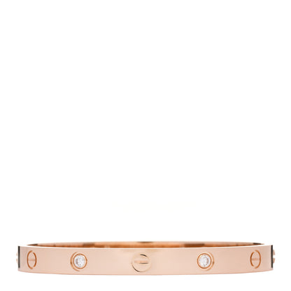 Cartier 18K Pink Gold 4 Diamond LOVE Bracelet 17 2 of 9