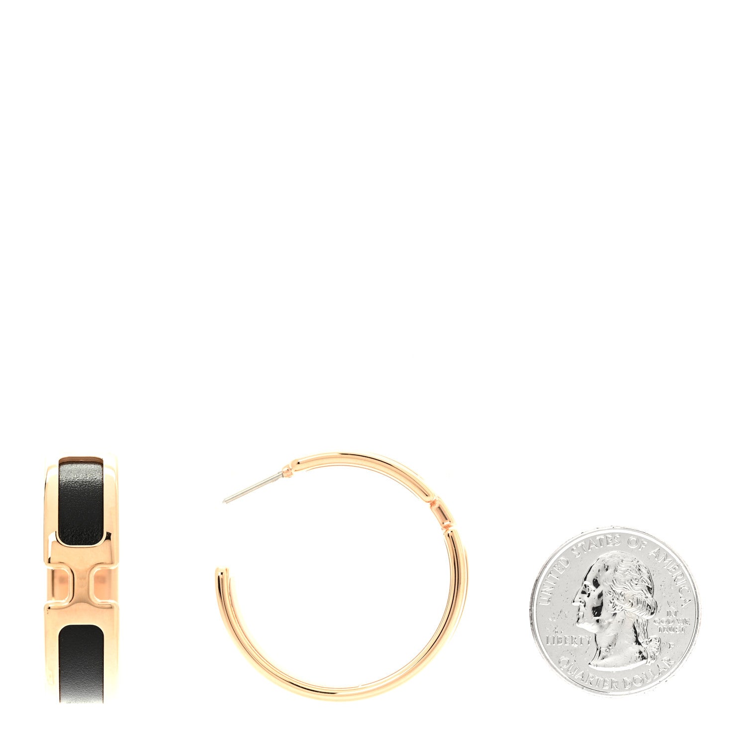 Hermes Box Calfskin Olympe Hoop Earrings Black 2 of 5