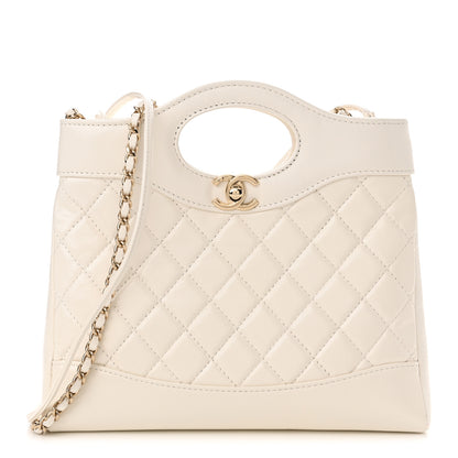 Chanel Shiny Lambskin Quilted Mini 31 Shopping Bag White 1 of 11