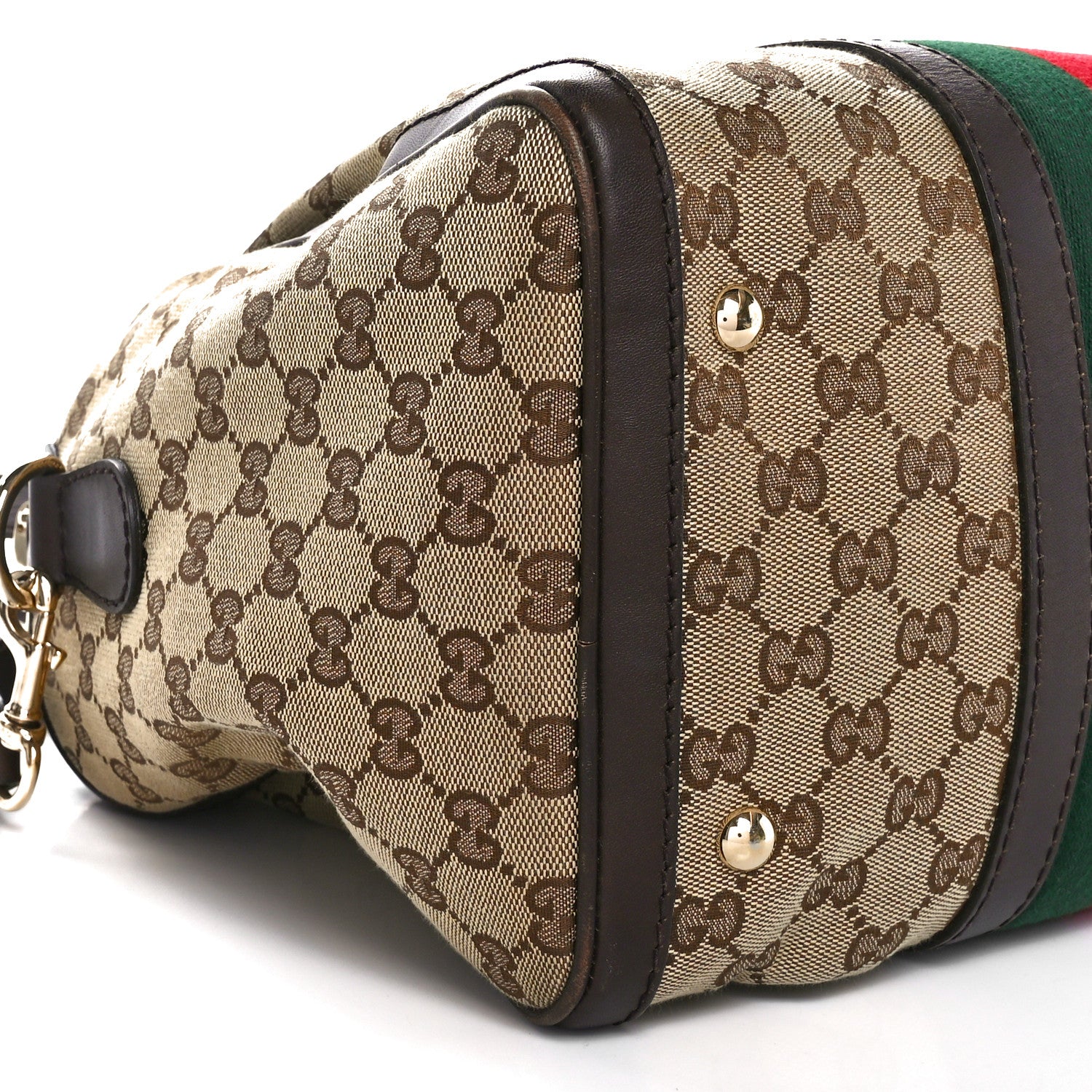 Gucci Monogram Vintage Web Medium Boston Dark Brown 9 of 10