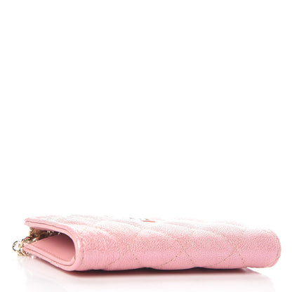 Chanel Iridescent Caviar Quilted Zipped Key Holder Case Rose Pink 4 of 8