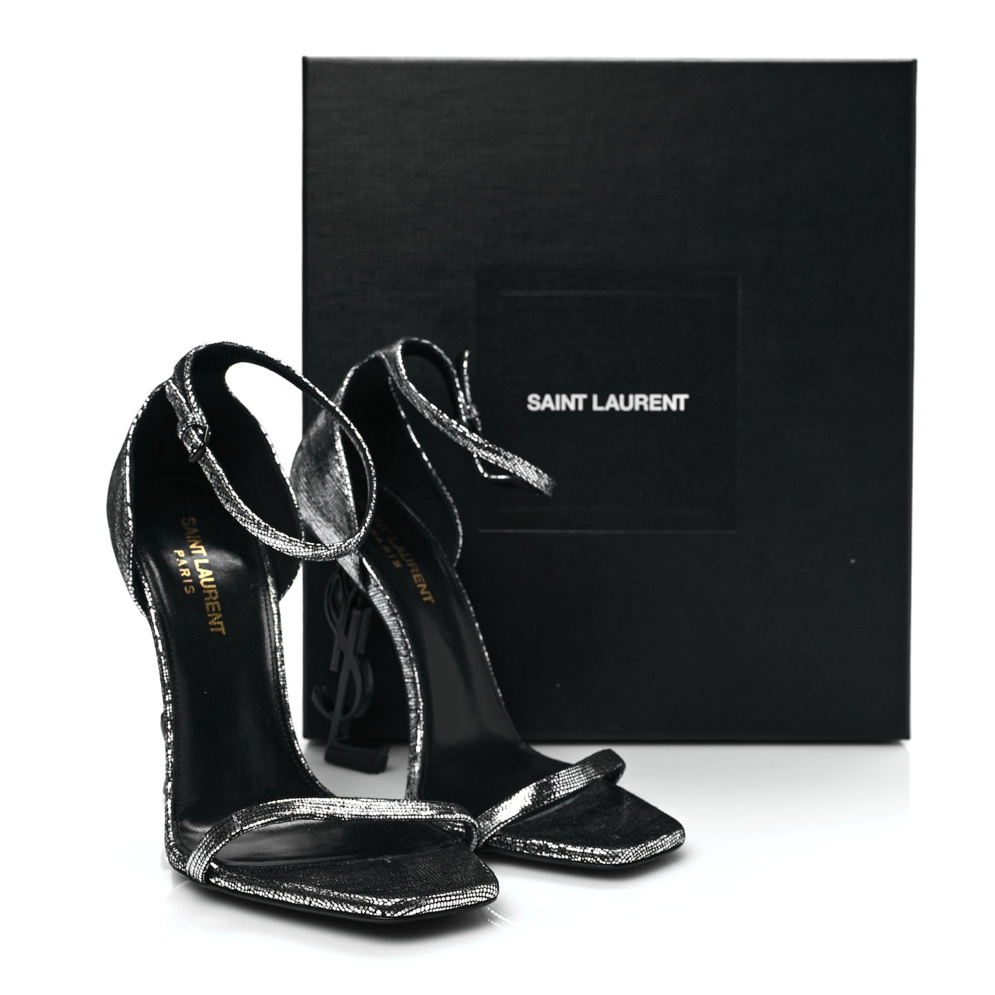 Metallic Calfskin Opyum 110 Sandals 38.5 Argento