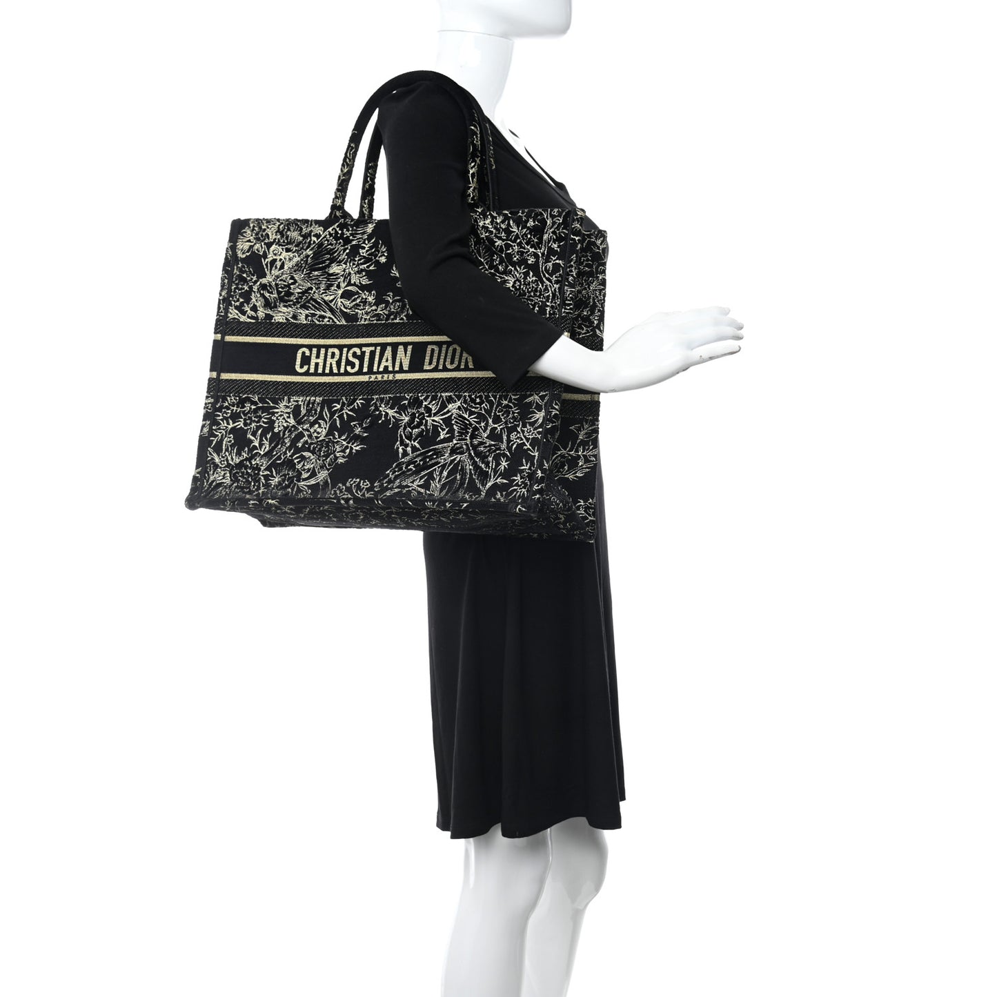 Velvet Jardin d'Hiver Embroidered Large Book Tote Black Gold