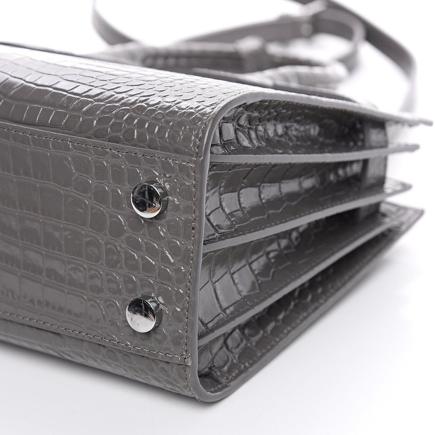 Calfskin Crocodile Embossed Nano Sac De Jour Fog