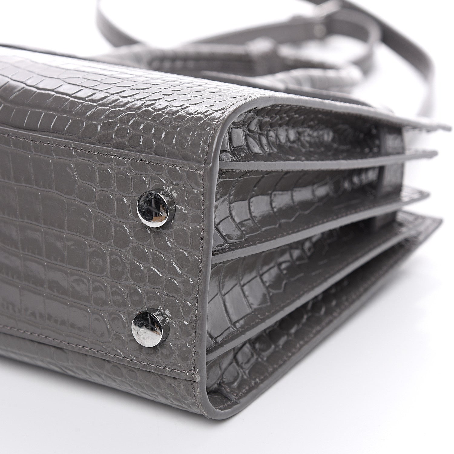 Saint Laurent Calfskin Crocodile Embossed Nano Sac De Jour Fog 9 of 9