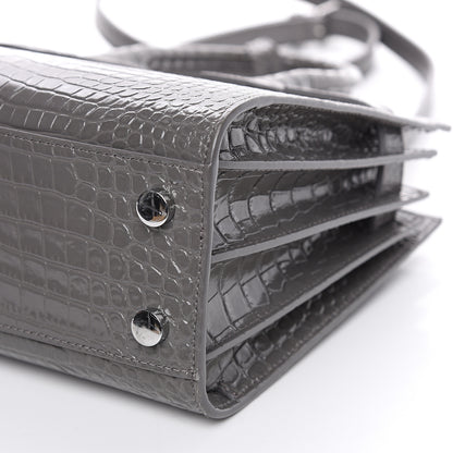 Saint Laurent Calfskin Crocodile Embossed Nano Sac De Jour Fog 9 of 9