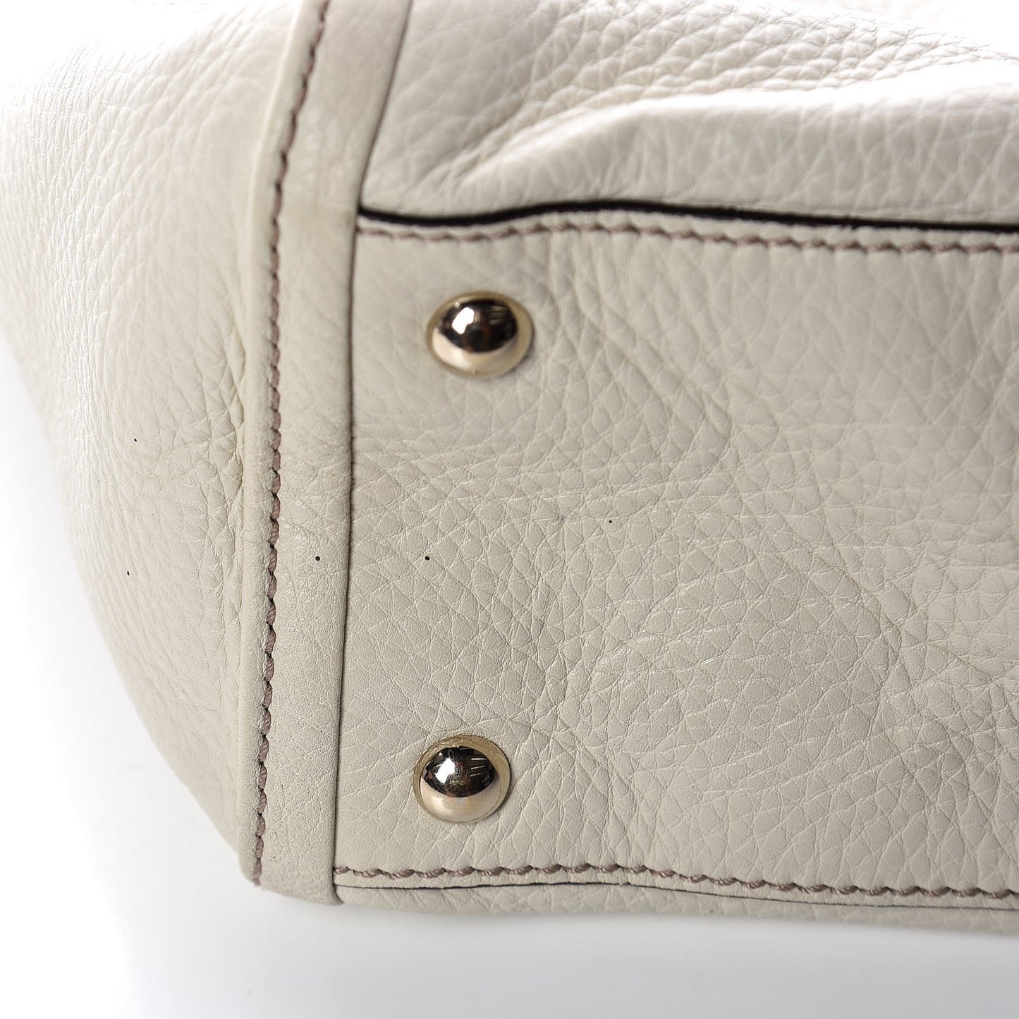 Pebbled Calfskin Large Soho Top Handle Bag Off White
