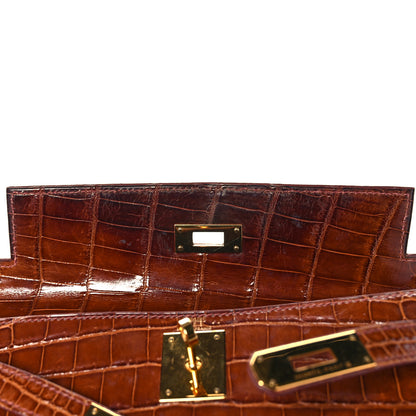 Hermes Shiny Niloticus Crocodile Kelly Sellier 28 Miel 15 of 34