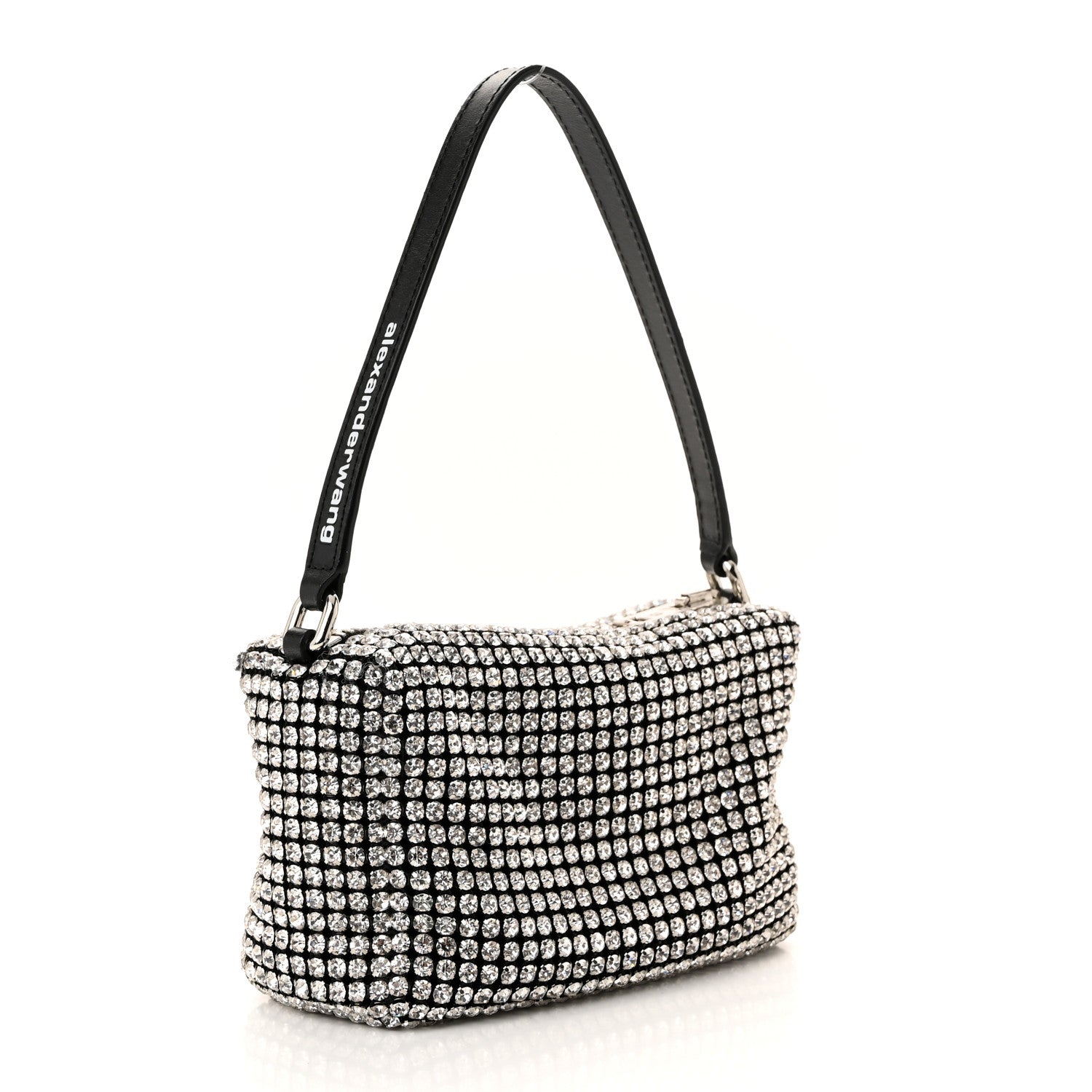 Alexander Wang Mesh Crystal Rhinestone Mini Heiress Pouch Black Silver 3 of 11