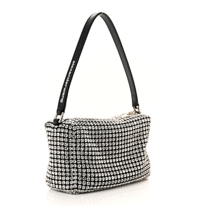 Alexander Wang Mesh Crystal Rhinestone Mini Heiress Pouch Black Silver 3 of 11
