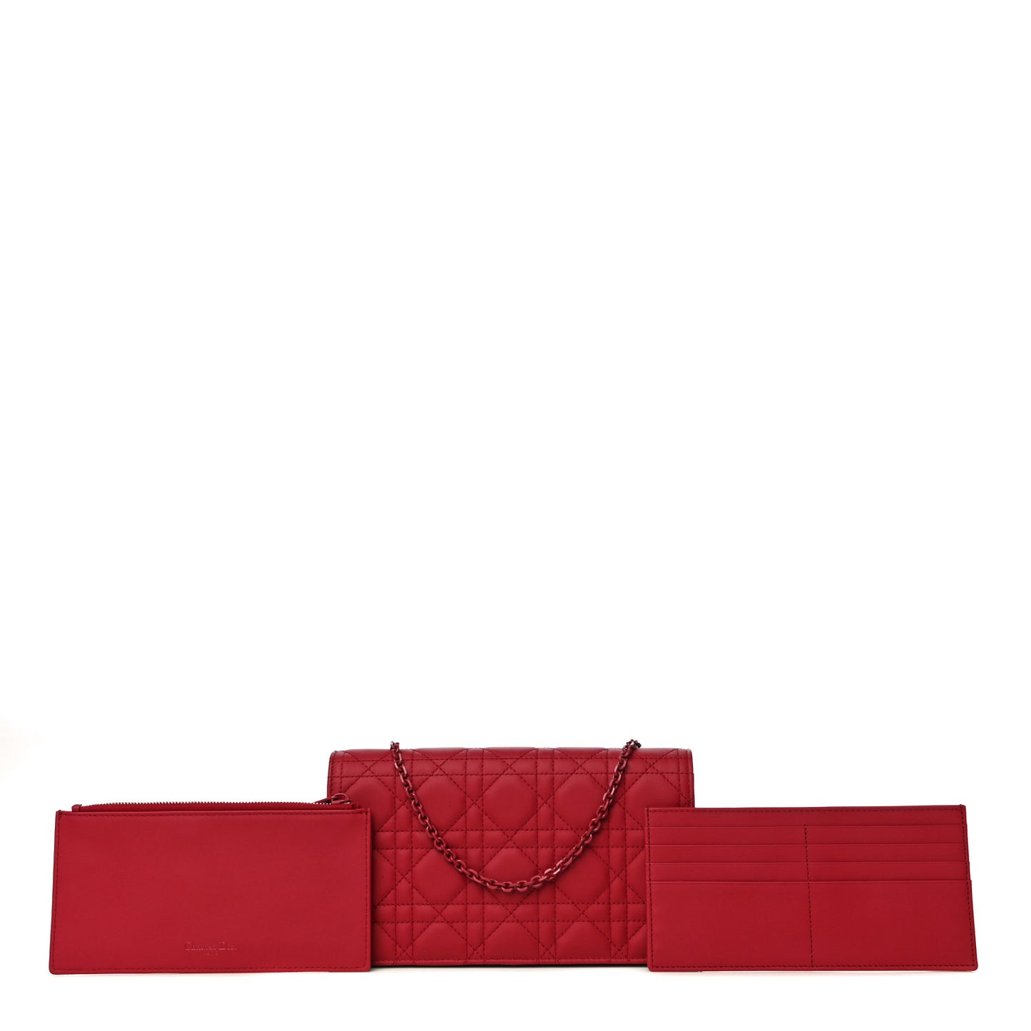 Ultra Matte Calfskin Cannage Lady Dior Clutch Cerise