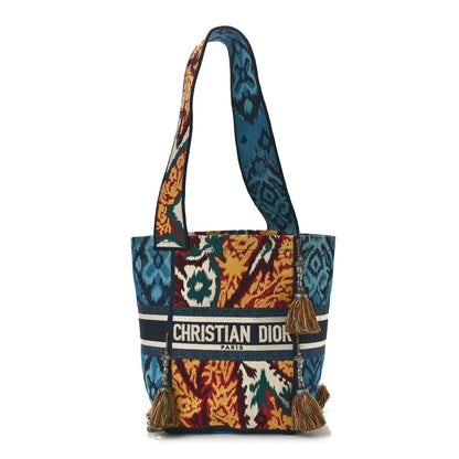 Christian Dior Canvas Embroidered Paisley D-Bubble Bucket Bag Blue Multicolor 1 of 8