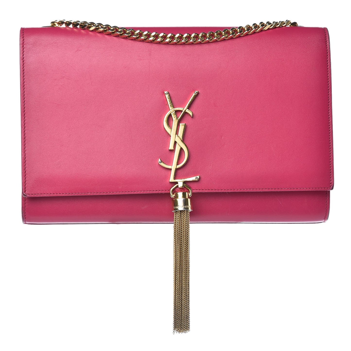 Smooth Calfskin Medium Classic Monogram Kate Tassel Satchel Fuchsia