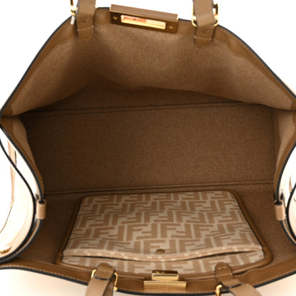 Fendi Wool Vitello King Seta FF 1974 Medium Peekaboo X-Tote Beige Cammello Sand 5 of 10
