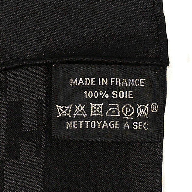 Silk Faconnee Grand H Pocket Square Scarf 45 Black