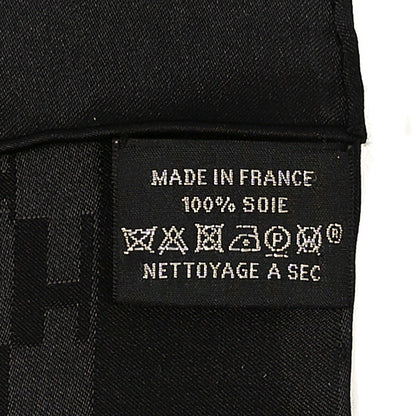Hermes Silk Faconnee Grand H Pocket Square Scarf 45 Black 2 of 3