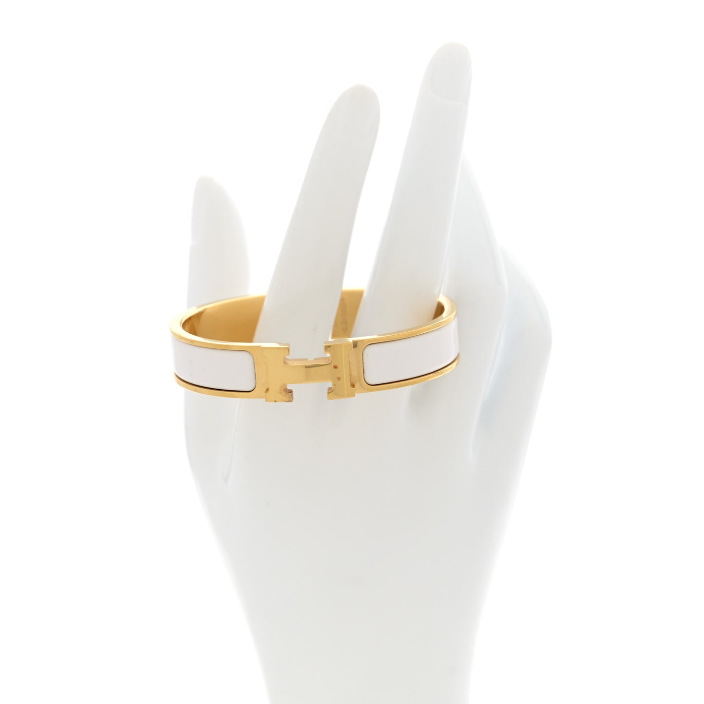 Enamel Narrow Clic Clac H Bracelet PM White