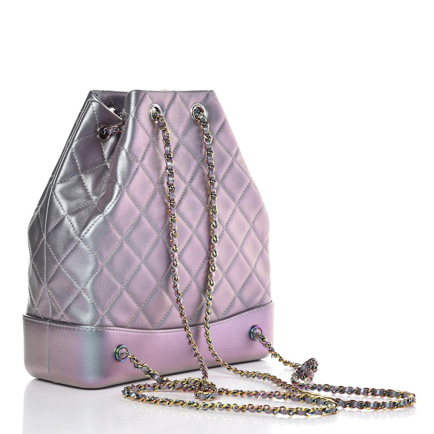 Iridescent Lambskin Calfskin Quilted Gabrielle Backpack Light Purple
